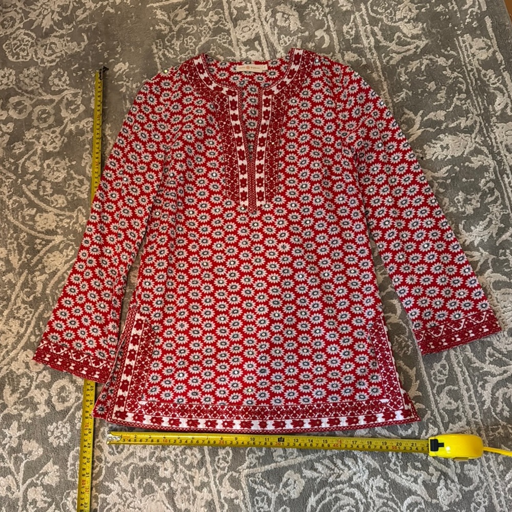 Tory Burch Red Floral Tunic